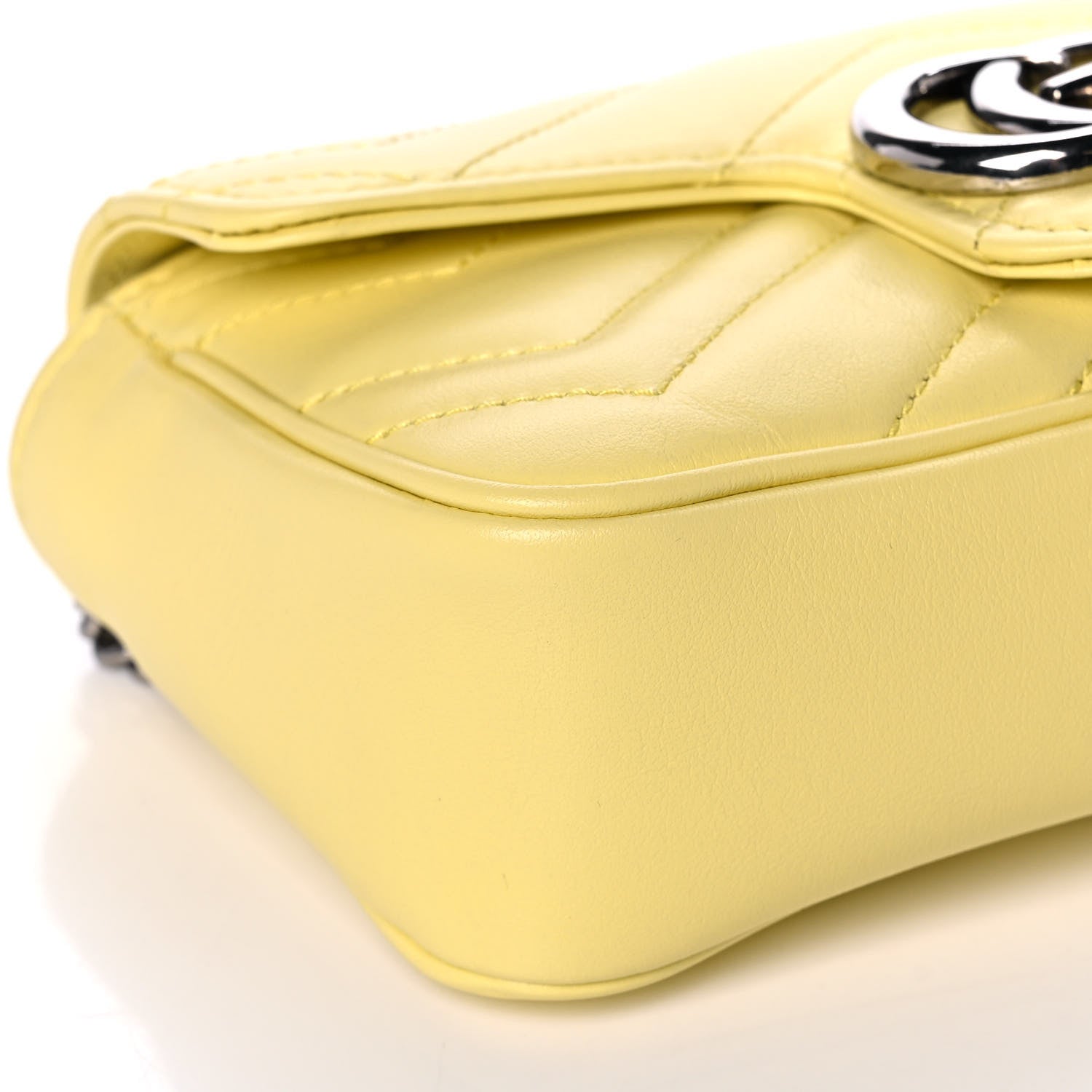 Gucci Calfskin Matelasse Super Mini GG Marmont Shoulder Bag Banana 8 of 11