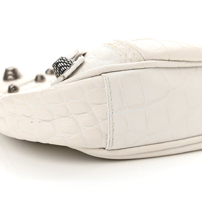 Balenciaga Extra Supple Calfskin Crocodile Embossed Le Cagole Mini Purse With Chain White 9 of 18