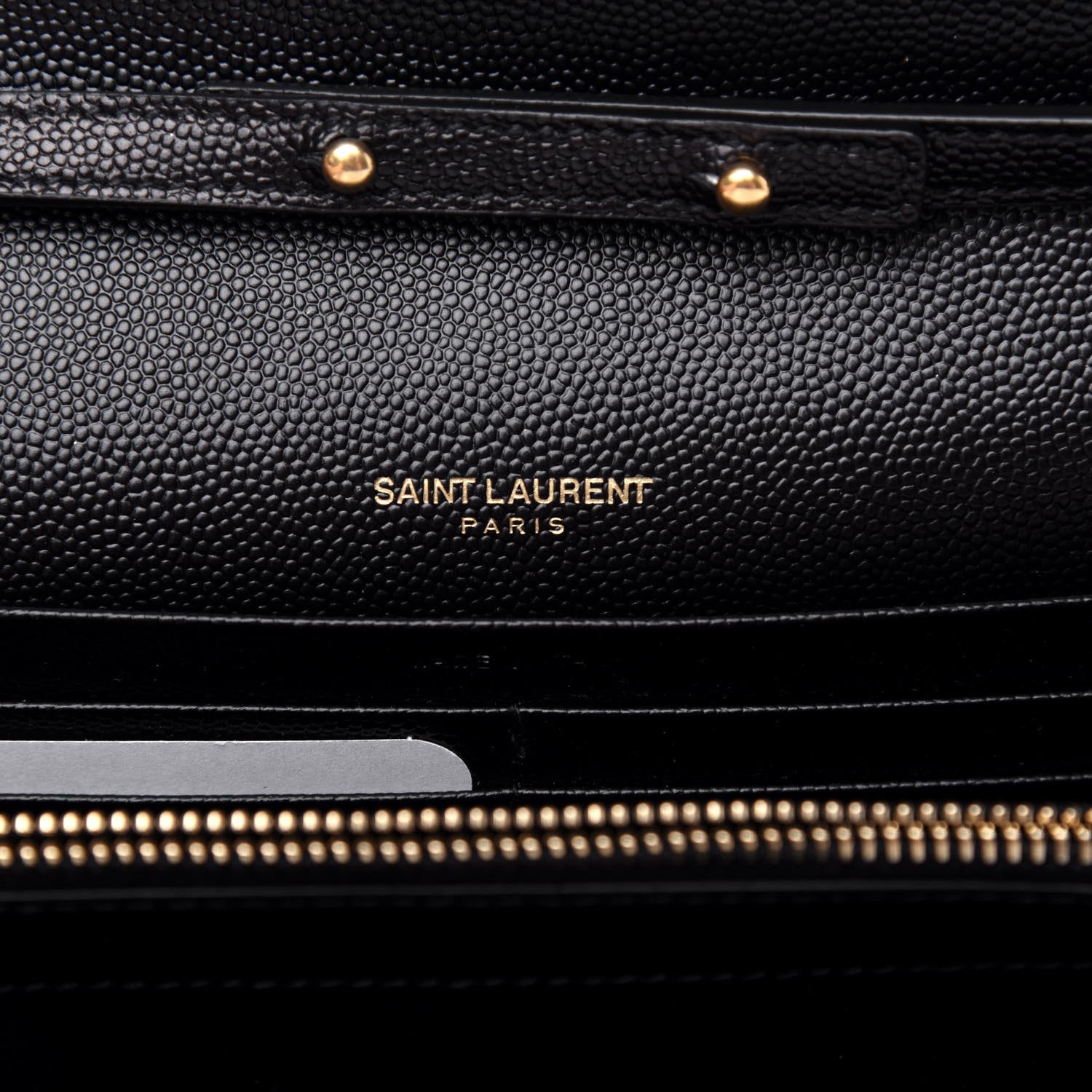 Saint Laurent Grain De Poudre Matelasse Chevron Monogram Chain Wallet Black 6 of 10