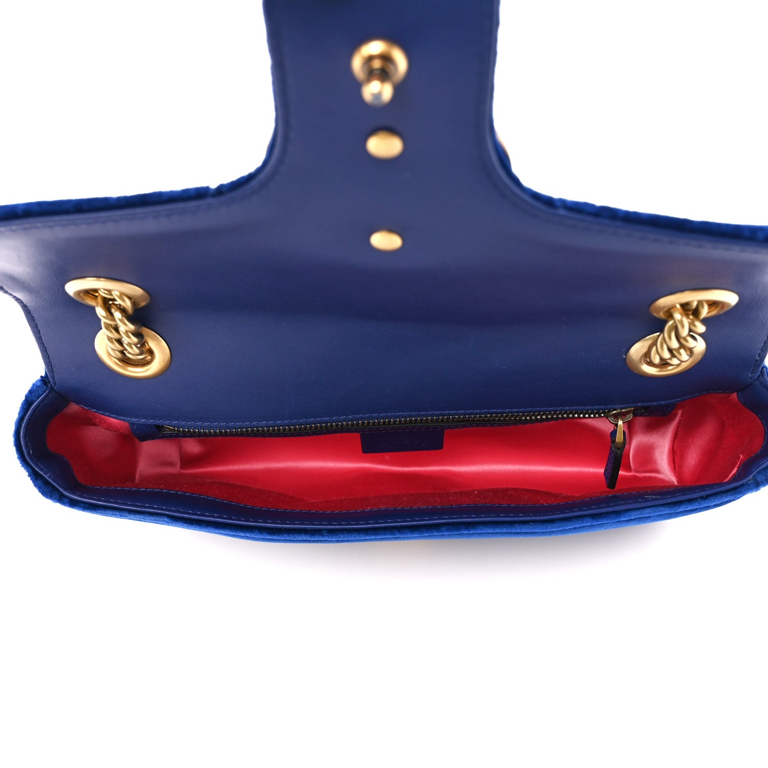 Gucci Velvet Matelasse Small GG Marmont Shoulder Bag Cobalt Blue 5 of 11