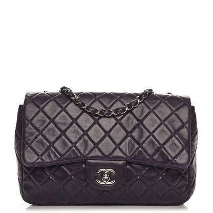 Chanel Lambskin Quilted Jumbo Single Flap Dark Purple 1 of 9