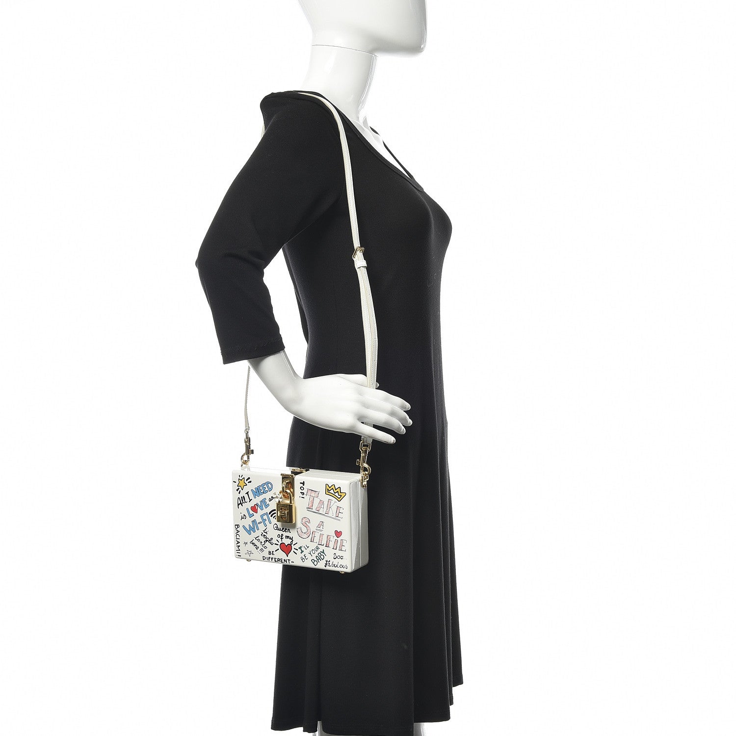 Dolce & Gabbana Acrylic Graffiti Printed Box Crossbody Bag White 2 of 9