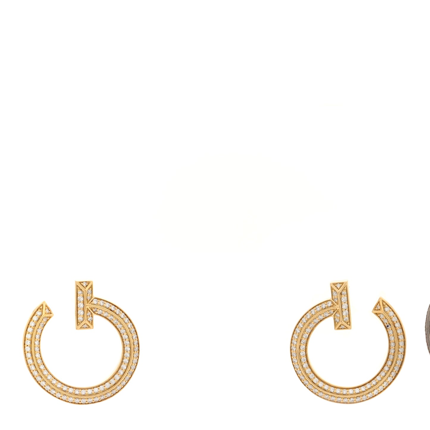 18K Yellow Gold Diamond T1 Open Hoop Earrings