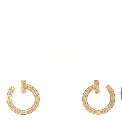 Tiffany 18K Yellow Gold Diamond T1 Open Hoop Earrings 1 of 5