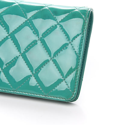 Chanel Patent Quilted Yen Wallet Turquoise 12 of 14