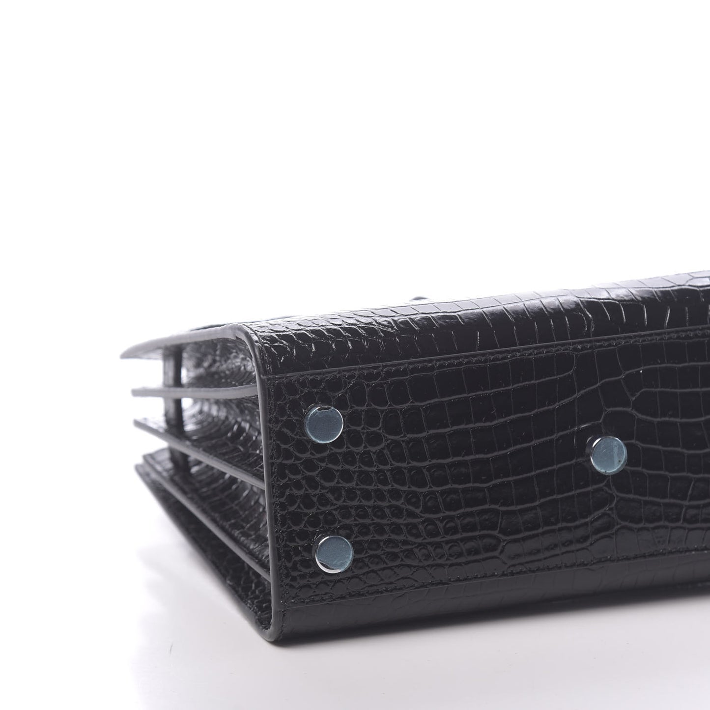 Calfskin Crocodile Embossed Nano Sac De Jour Black