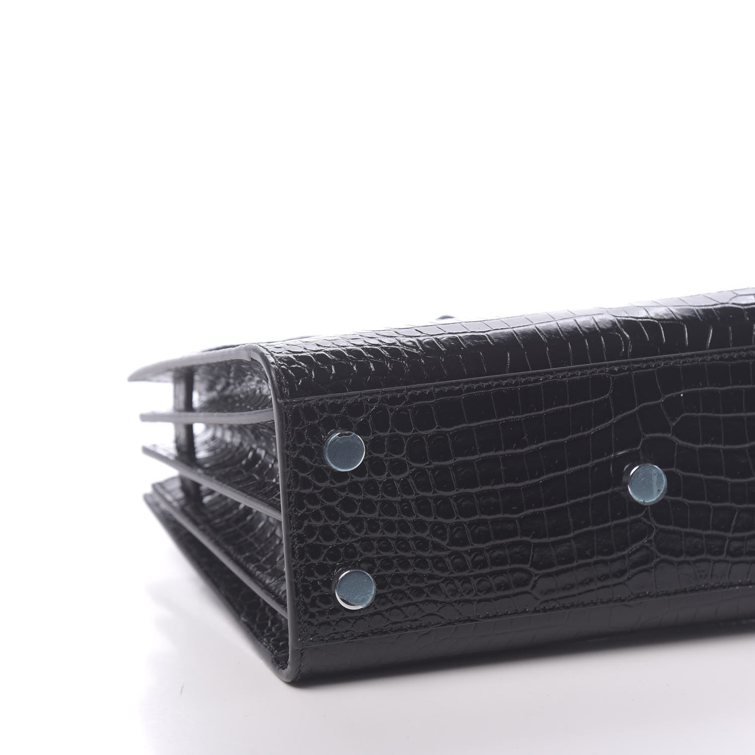 Saint Laurent Calfskin Crocodile Embossed Nano Sac De Jour Black 8 of 10