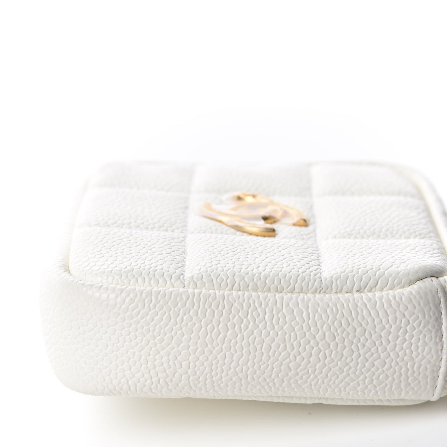 Caviar Quilted Coin Purse Belt Bag White