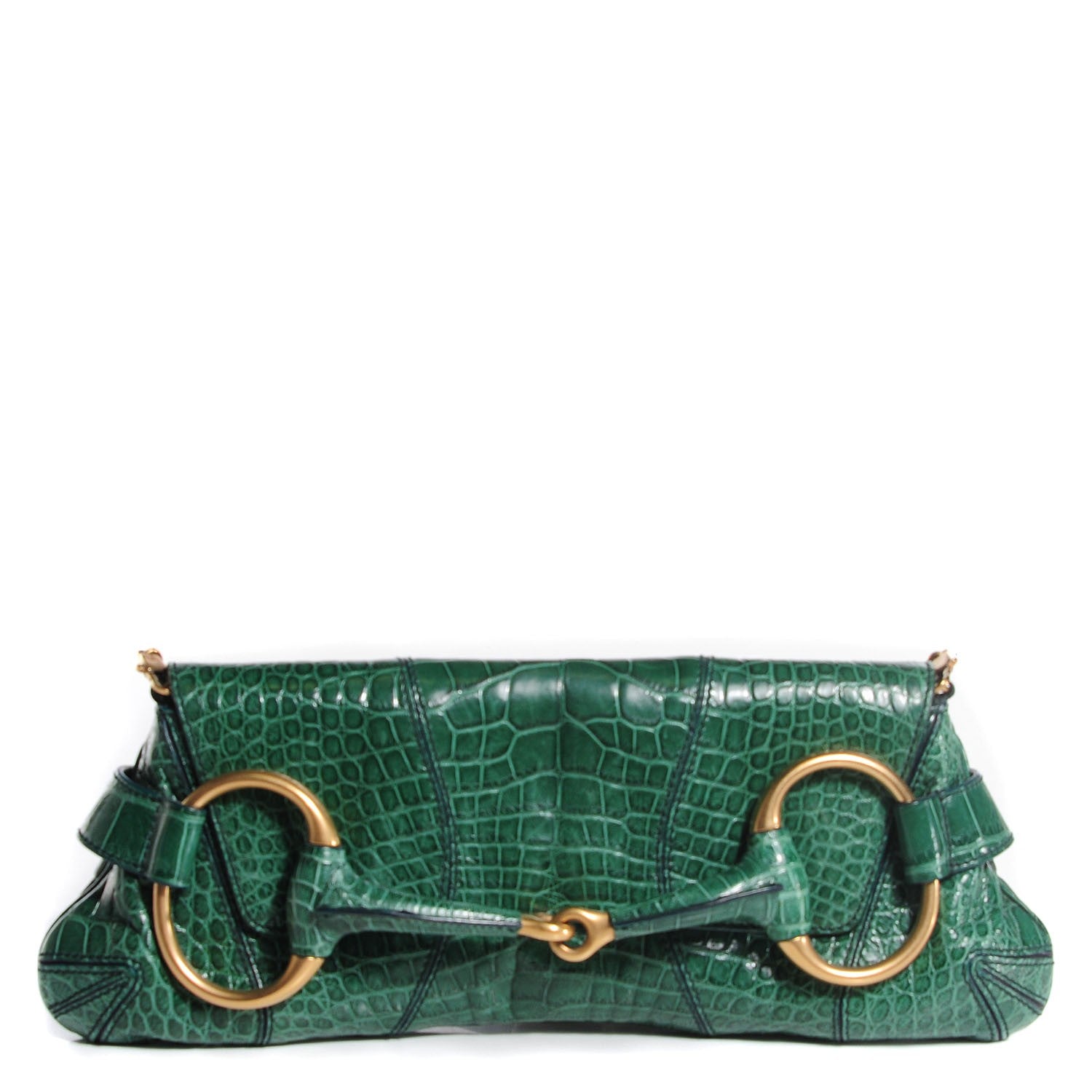 Gucci Alligator Horsebit Clutch Green 1 of 7