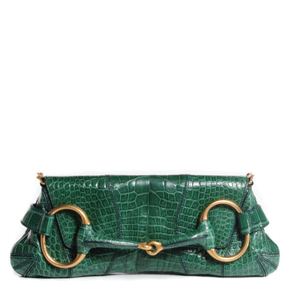 Gucci Alligator Horsebit Clutch Green 1 of 7