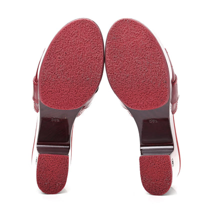Chanel Patent Quilted Turn Lock CC Platform Mule 39.5 Rouge 5 of 9