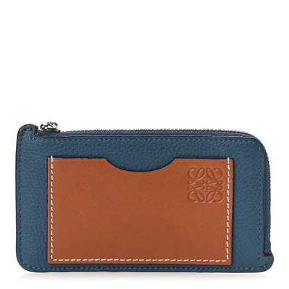 Loewe Soft Grained Calfskin Coin Card Holder Blue Caramel 1 of 8