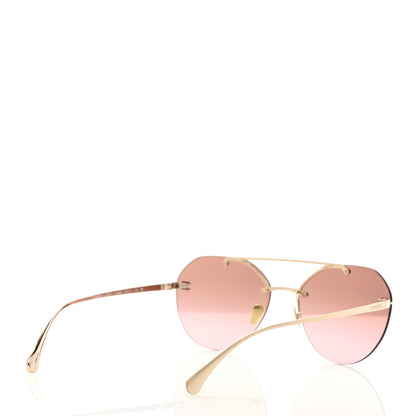 Chanel Titanium Polarized Rimless Square Sunglasses 4271-T Gold Violet 4 of 7