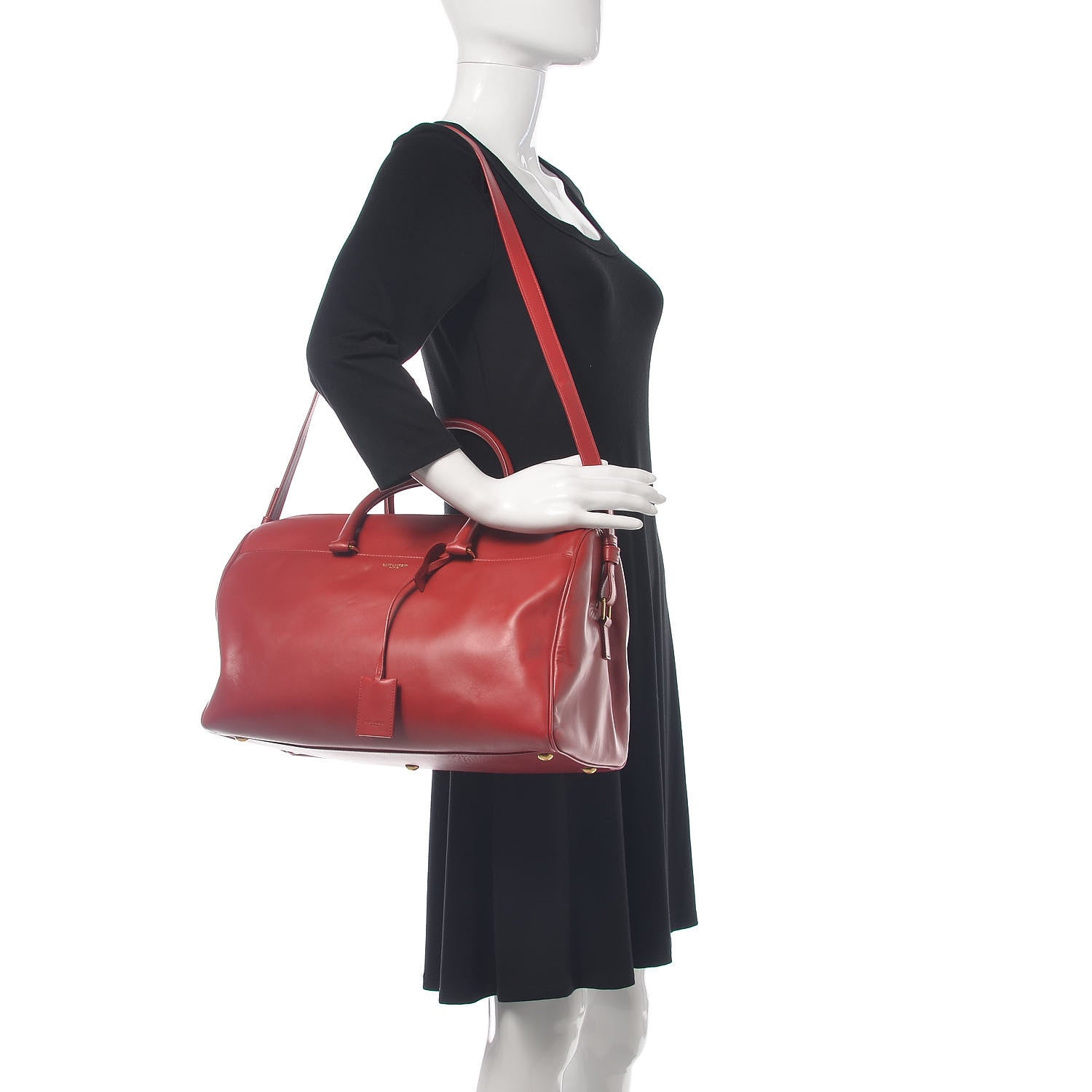 Saint Laurent Calfskin Classic Duffle 12 Red 2 of 12