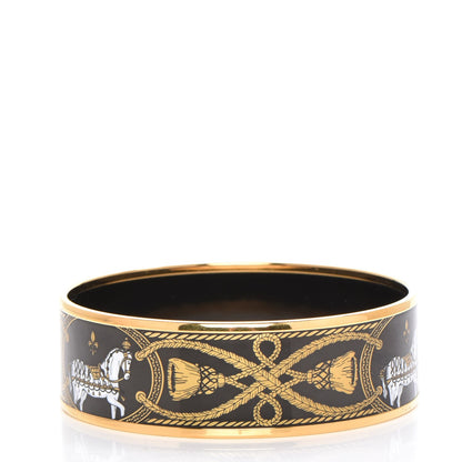 Hermes Enamel Printed Wide Grand Apparat Bracelet 65 Black 3 of 6
