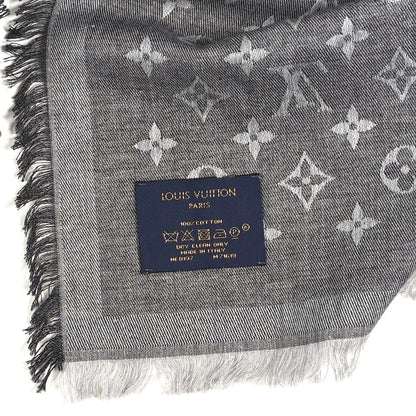 Louis Vuitton Silk Wool Monogram Denim Shawl Black 6 of 8