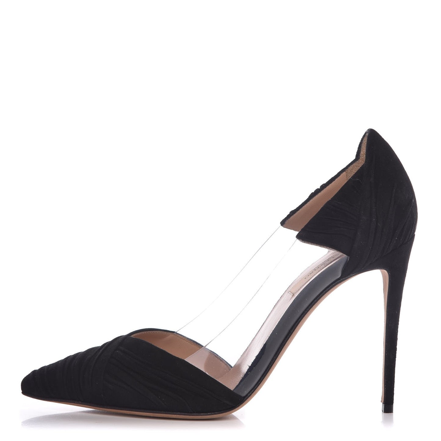 Ruched Suede PVC B-Drape Pumps 38.5 Black