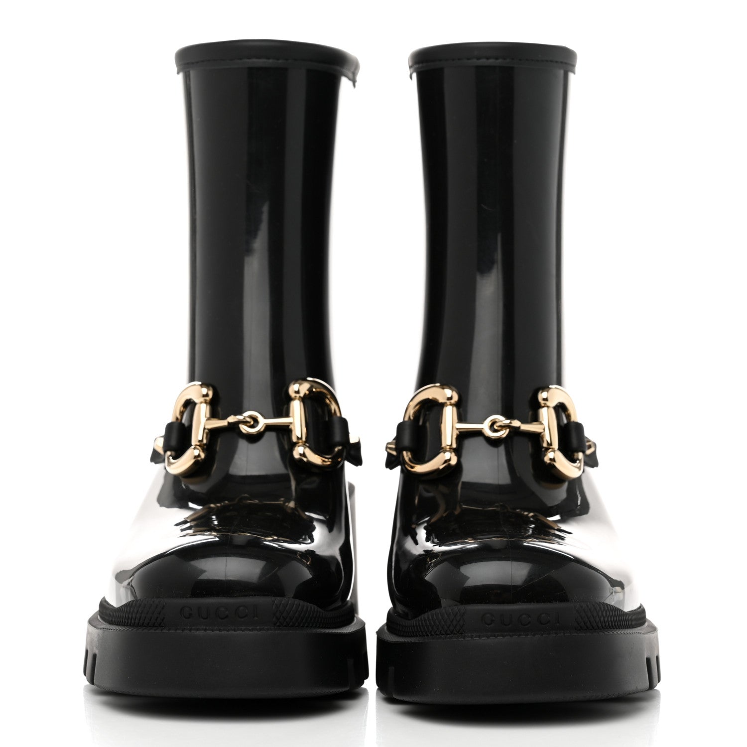 Gucci Rubber Womens Horsebit Ankle Boots 35 Black 2 of 7