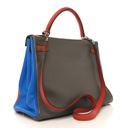 Hermes Taurillon Clemence Arlequin Kelly Retourne 32 Orange Sanguine Gold 3 of 15