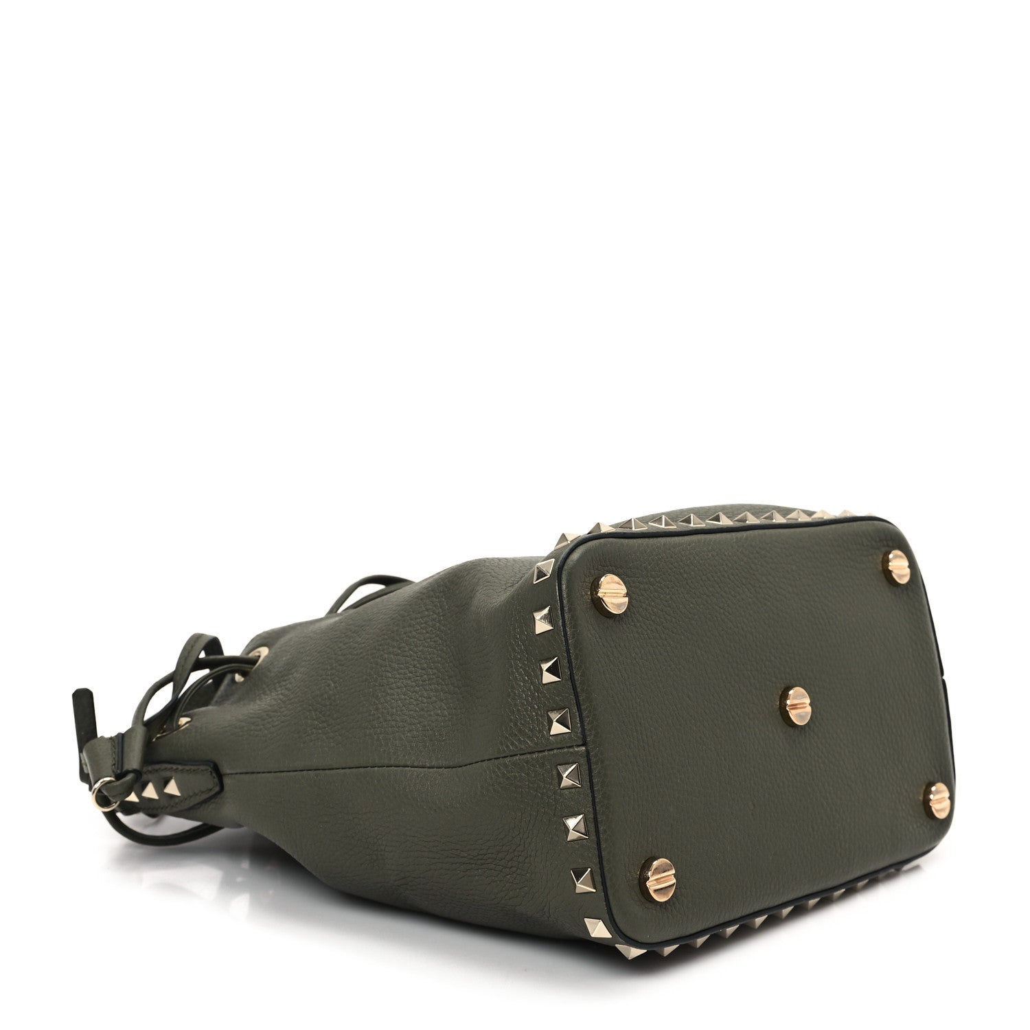 Valentino Garavani Pebbled Calfskin Small Rockstud Bucket Bag Green 4 of 9