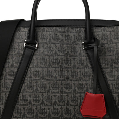 Salvatore Ferragamo Gancini Monogram Calfskin Briefcase Black Grey 8 of 12