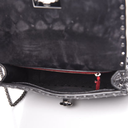 Valentino Garavani Craquele Nappa Medium Rockstud Spike Shoulder Bag Black 5 of 11