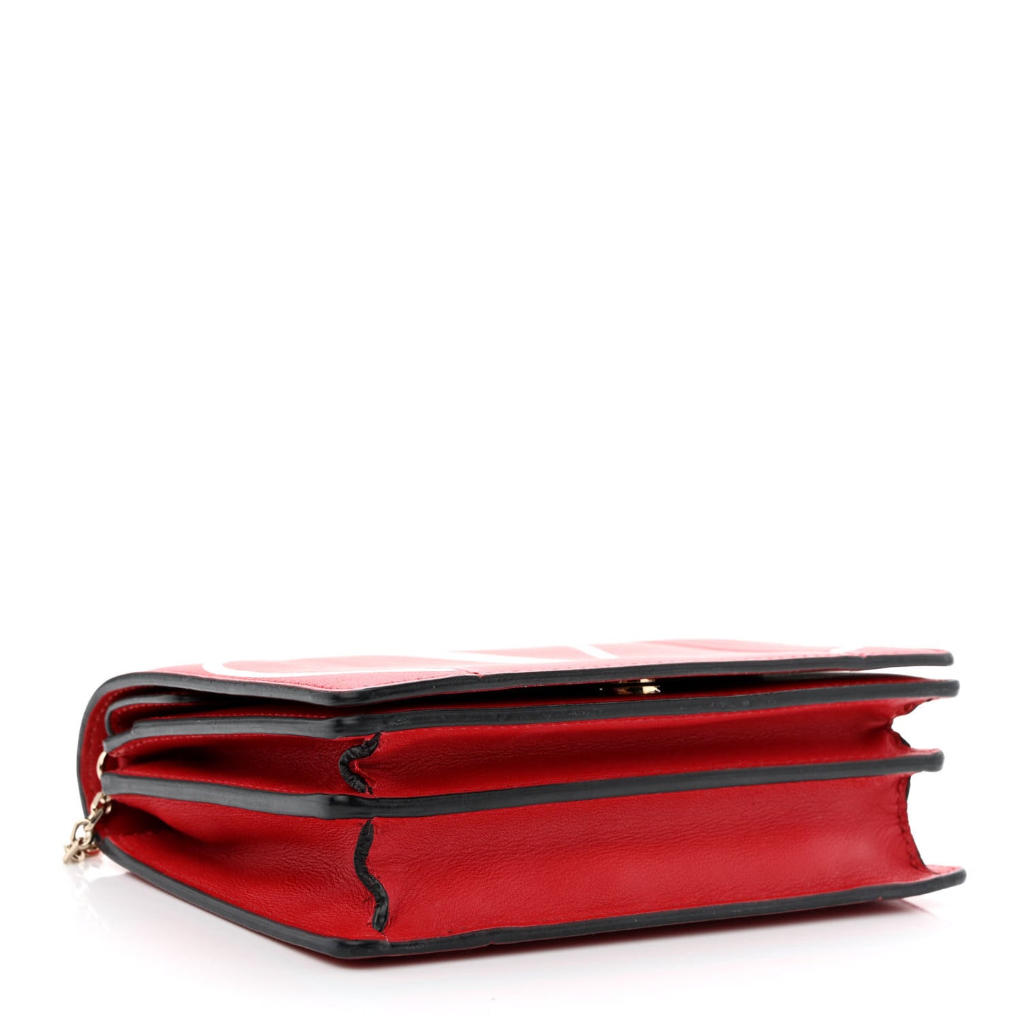 Calfskin VLogo Inlay Chain Pouch Rouge Pur White