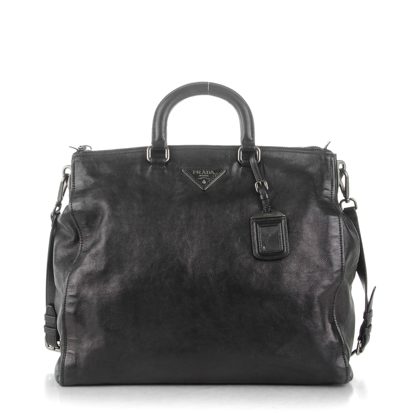 Glace Calf Shopping Tote Nero Black