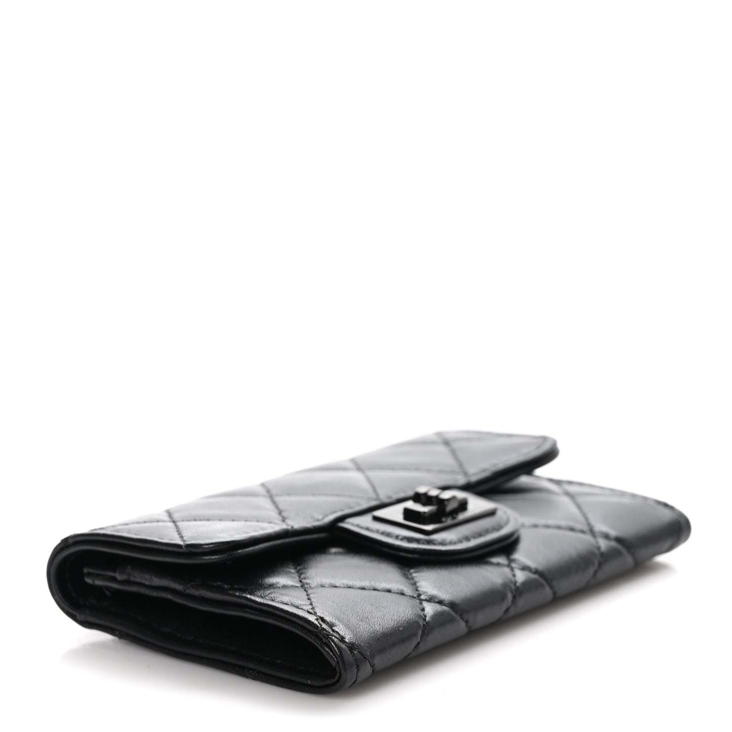 Aged Calfskin Quilted Reissue Flap Card Holder So Black
