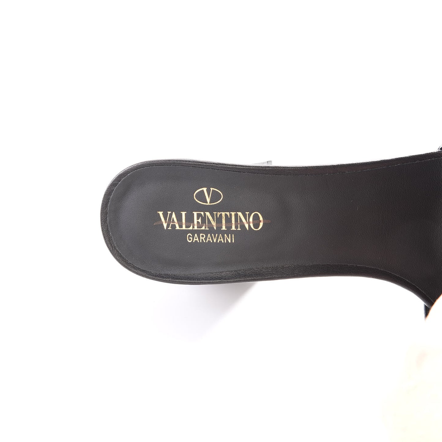 Grainy Cowhide VLogo 45mm Slide Sandals 36 Black