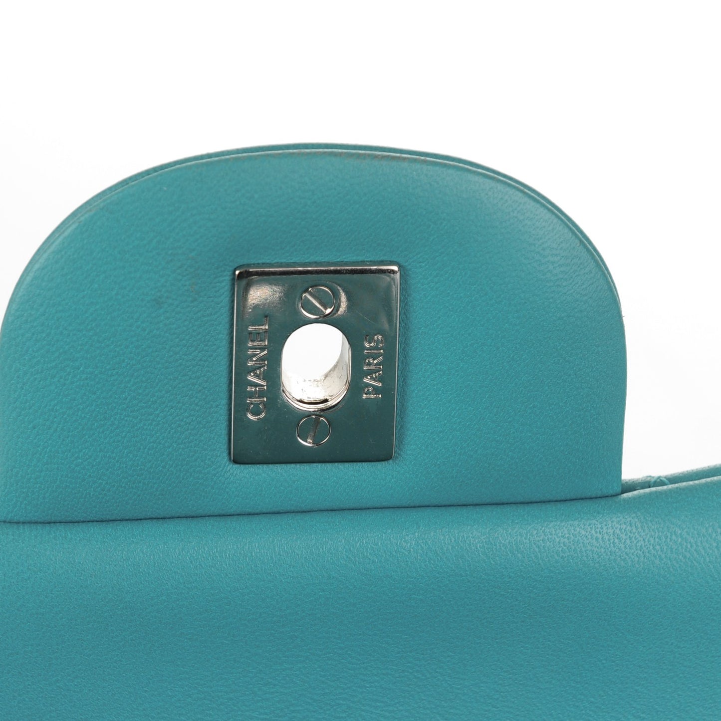 Lambskin Quilted Jumbo Double Flap Turquoise