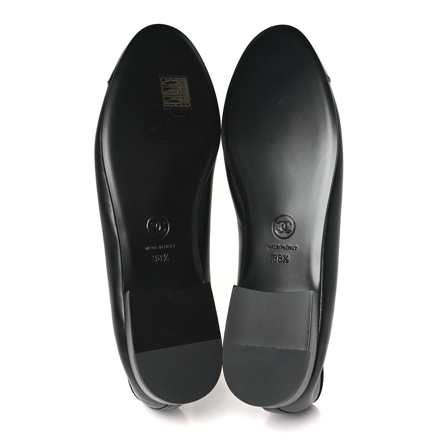 Lambskin Patent Cap Toe Ballerina Flats 38.5 Black