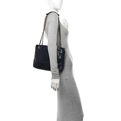 Chanel Lambskin Quilted Shoulder Bag Navy Blue 2 of 15