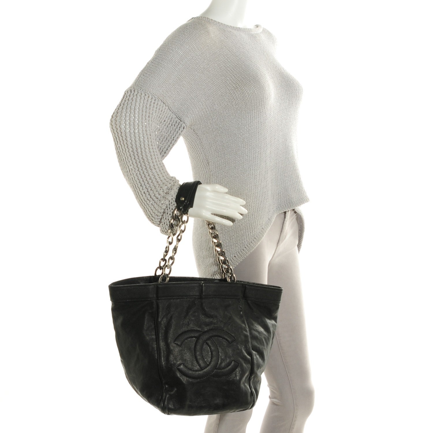 Chanel Distressed Caviar Outdoor Ligne Tote Black 2 of 7