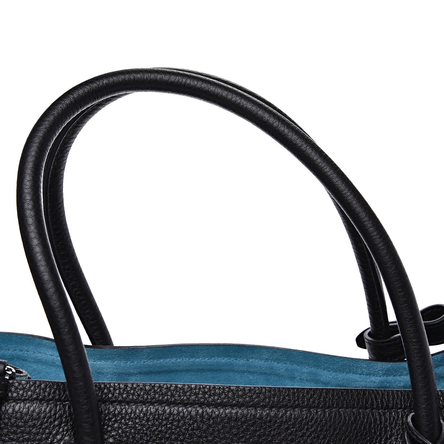 Vitello Daino Medium Double Bag Black Celeste