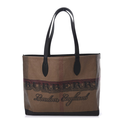 Burberry Coated Canvas Mega Check Medium Doodle Tote Black 1 of 11