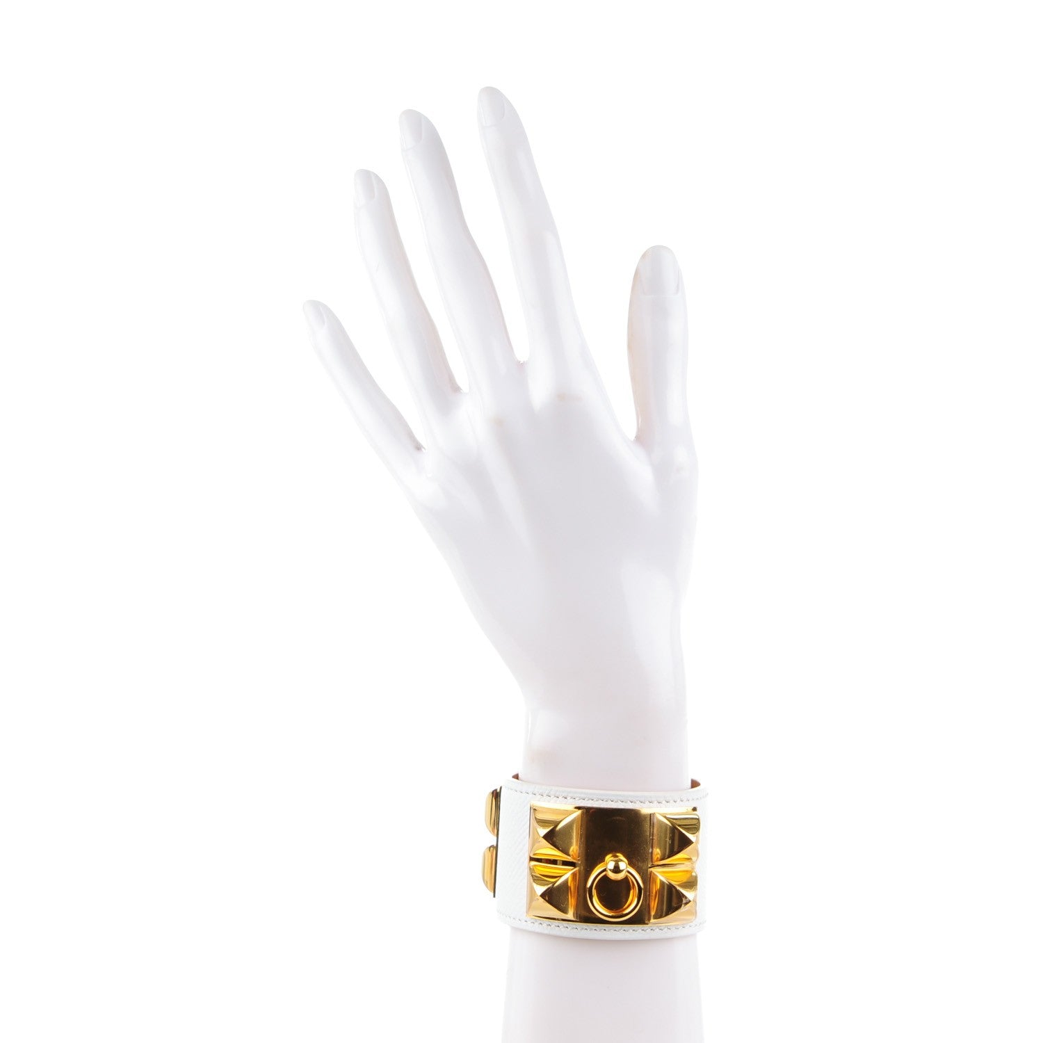 Hermes Epsom Collier de Chien CDC Bracelet S White 2 of 6