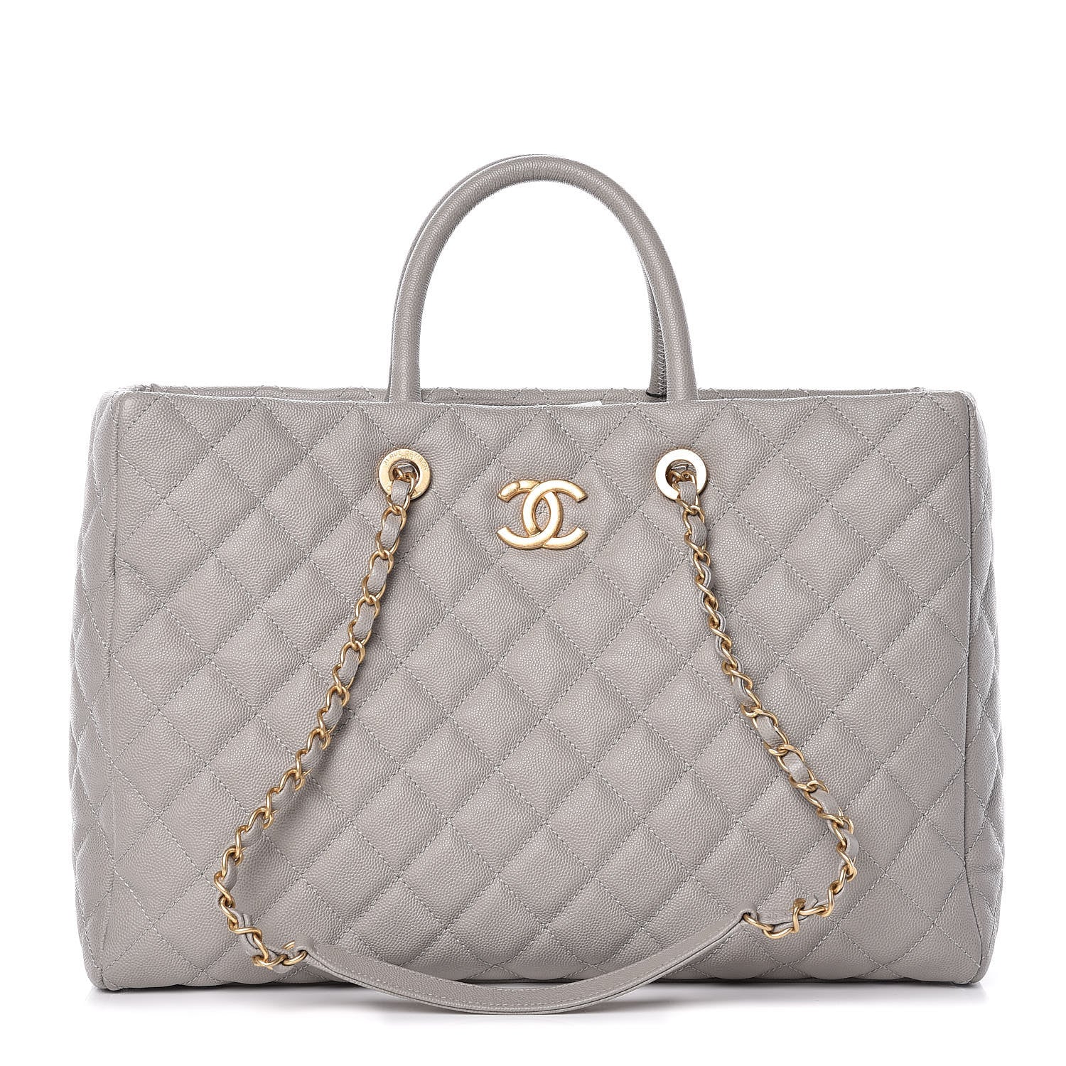 Chanel Caviar Quilted Large Coco Handle Shopping Tote Grey 1 of 11