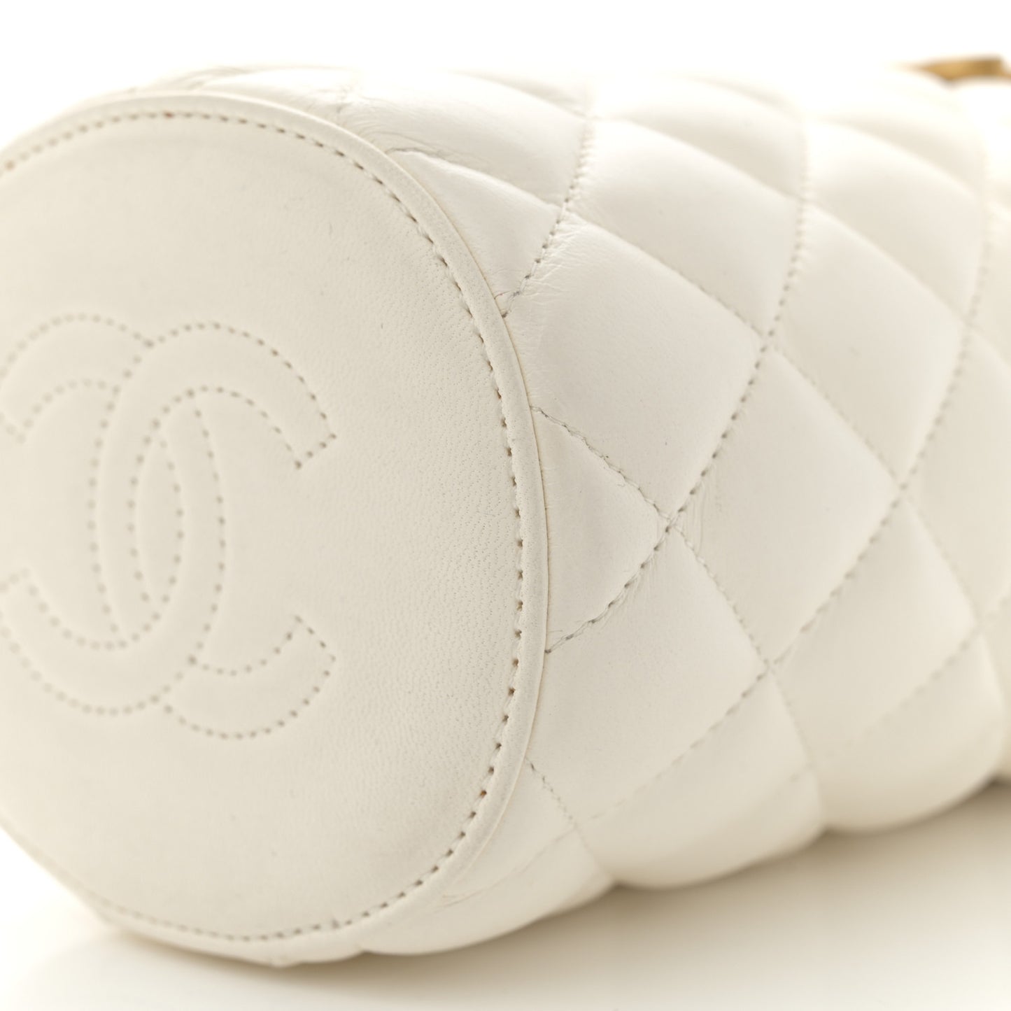 Lambskin Quilted Crown Box Bag White
