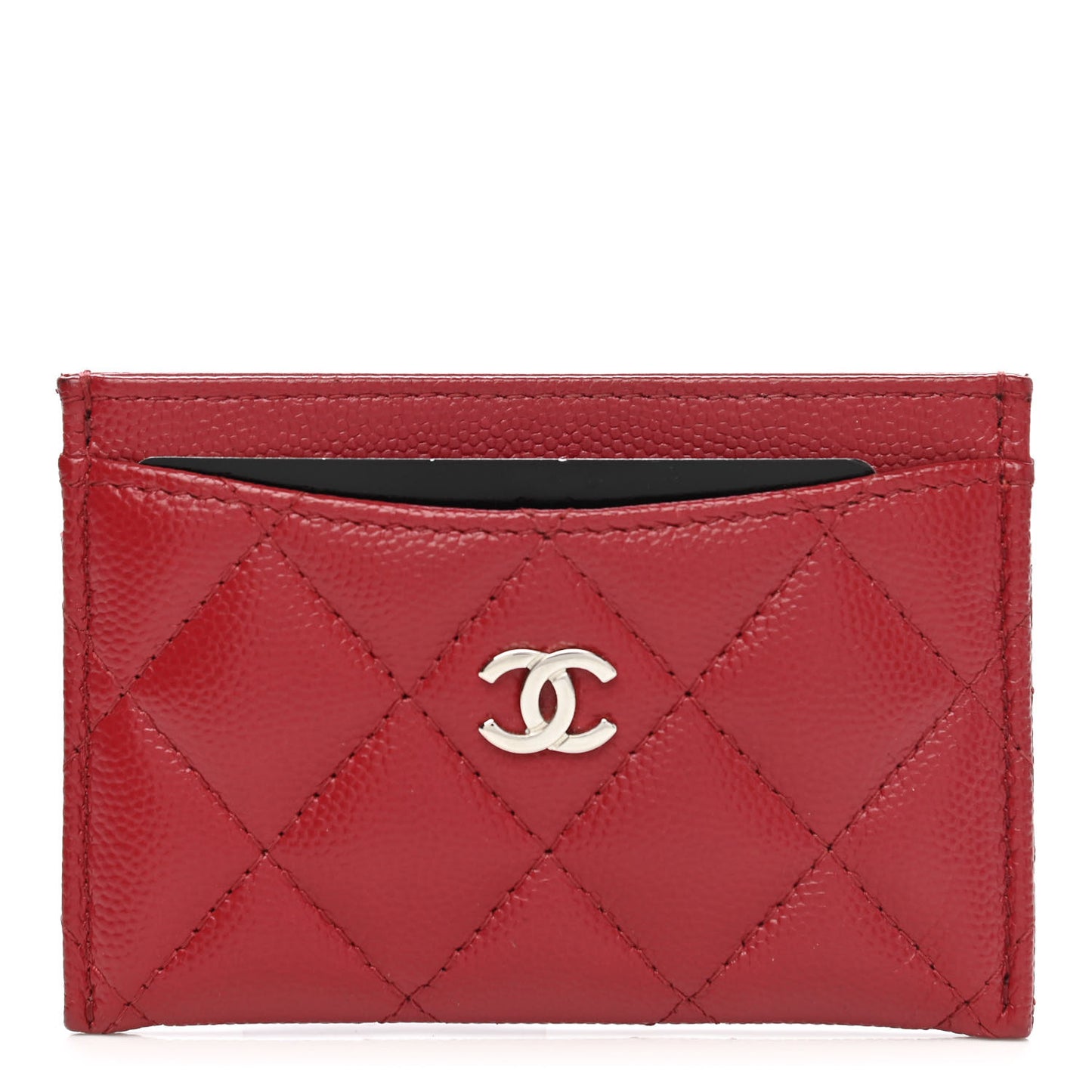 Caviar Quilted Card Holder Red