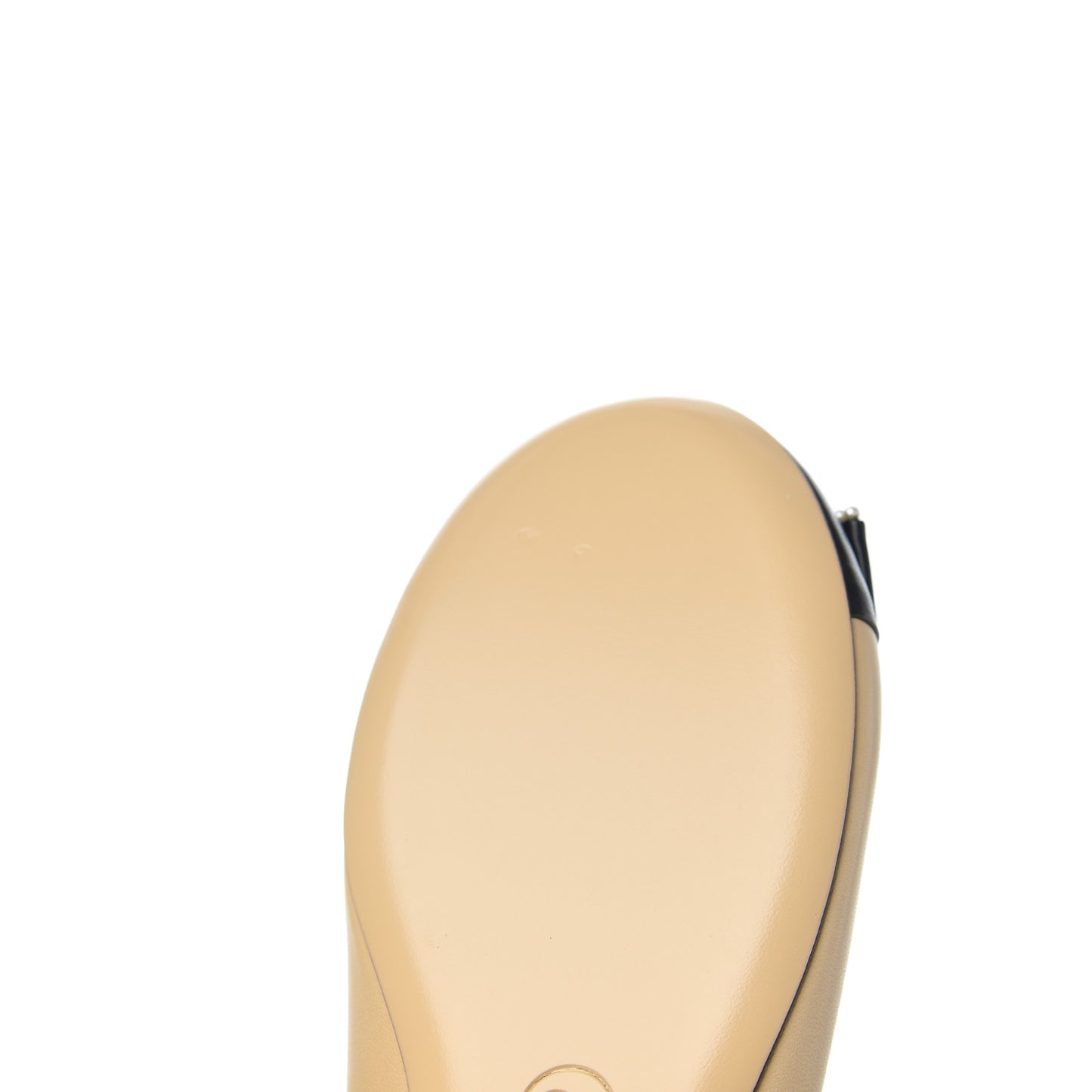 Lambskin Pearl Bow Ballerina Flats 40 Beige Black