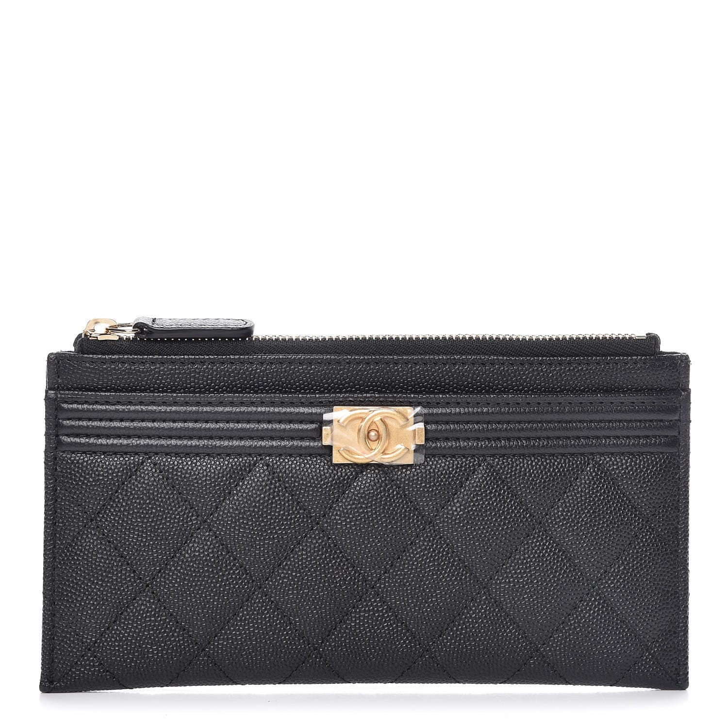 Chanel Caviar Quilted Classic Zip Boy Pouch Black 1 of 8