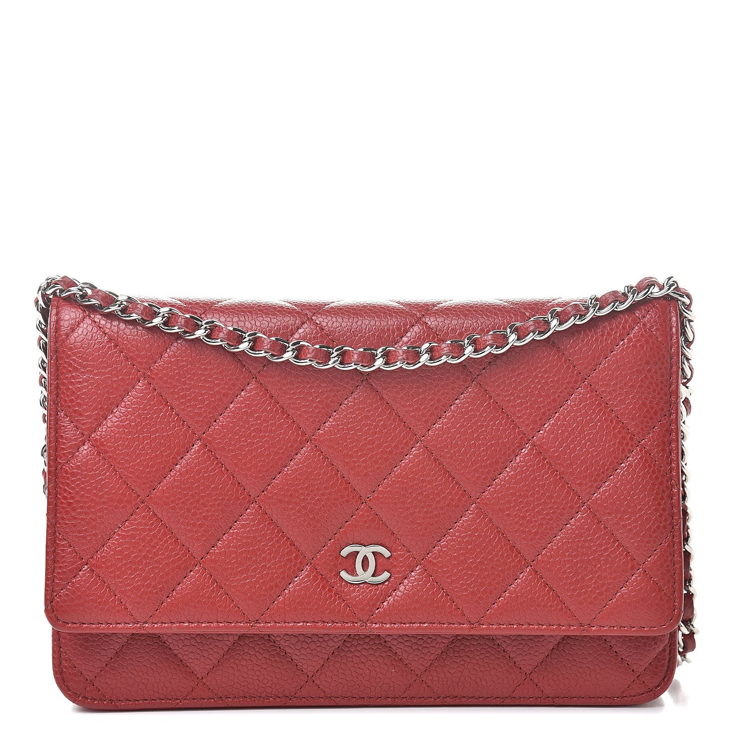 Chanel Caviar Quilted Wallet On Chain WOC Dark Red 1 of 12