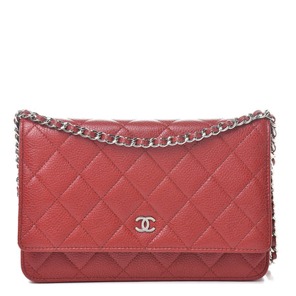 Chanel Caviar Quilted Wallet On Chain WOC Dark Red 1 of 12
