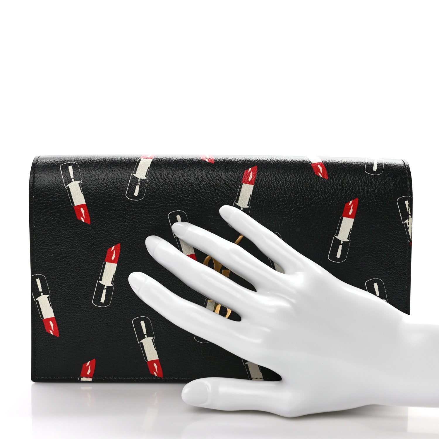 Saint Laurent Calfskin Lipstick Print Classic Monogram Kate Clutch Black 2 of 6