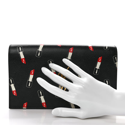 Saint Laurent Calfskin Lipstick Print Classic Monogram Kate Clutch Black 2 of 6