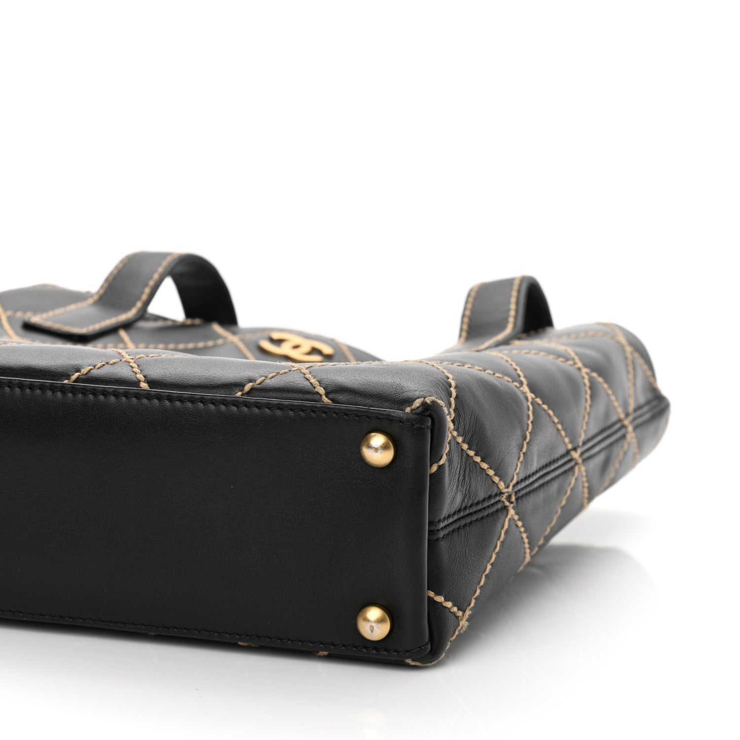 Chanel Calfskin Contrast Stitch Surpique Tote Black 10 of 11