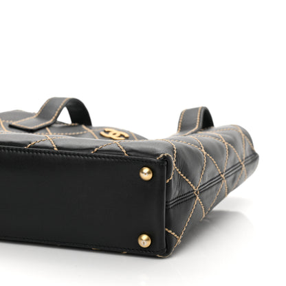 Chanel Calfskin Contrast Stitch Surpique Tote Black 10 of 11