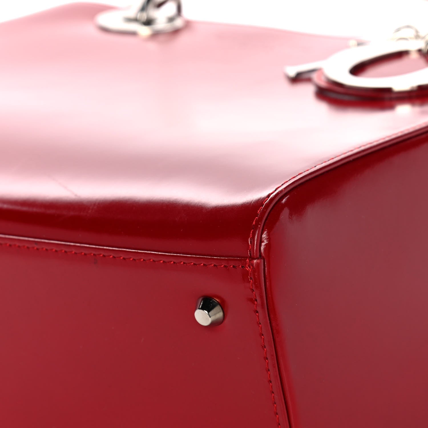 Christian Dior Glazed Calfskin Medium Lady Dior Red 9 of 11