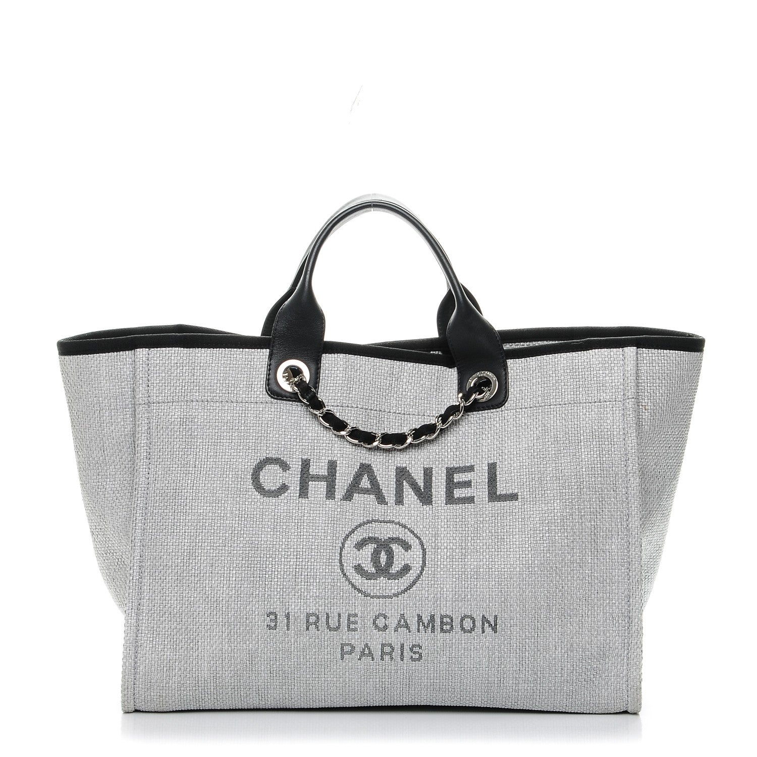 Chanel Canvas Large Deauville Tote Grey 1 of 8